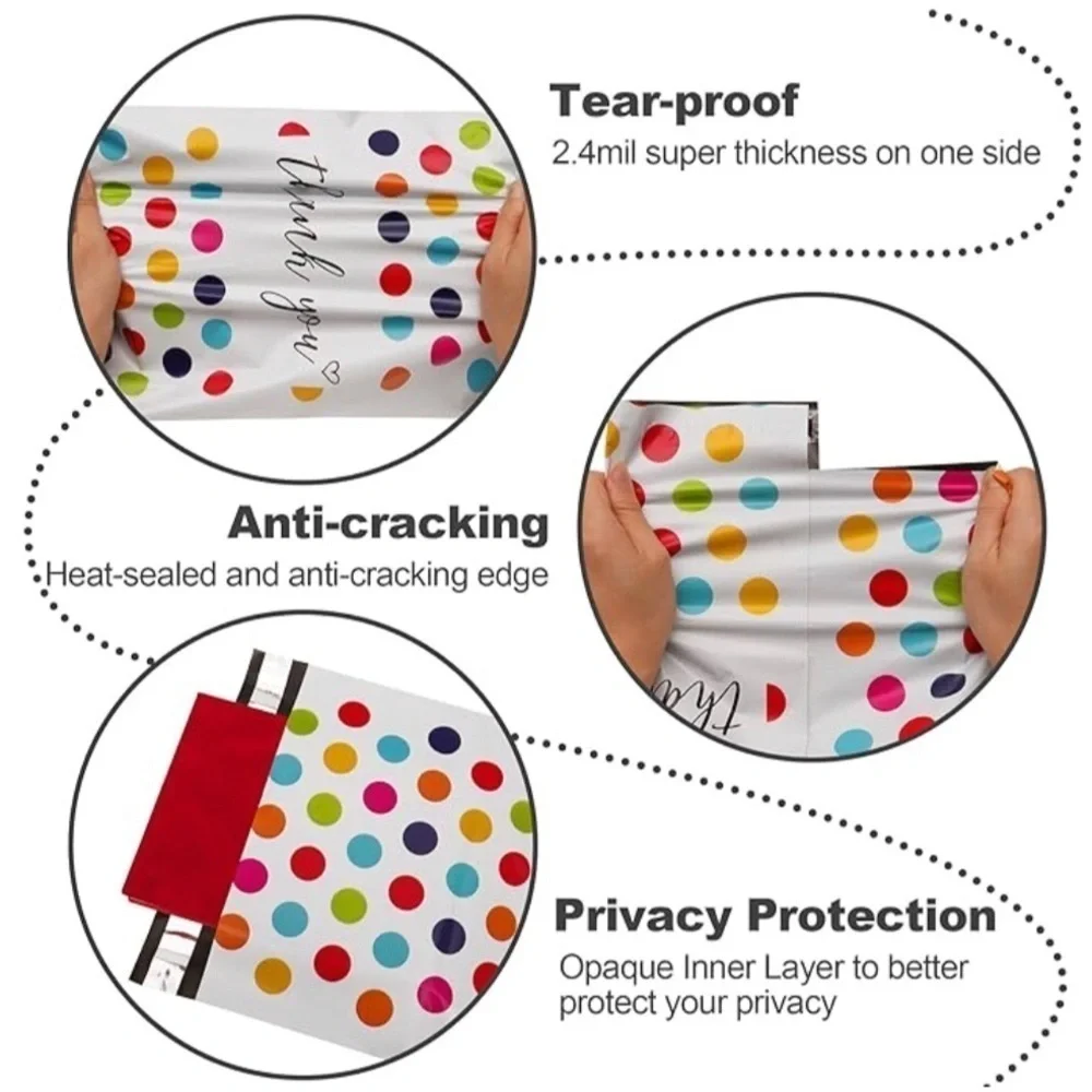 10 Count Polymailer Size Variety Bundle - HAPPY DOTS  (5/6x9 + 5/14x17)